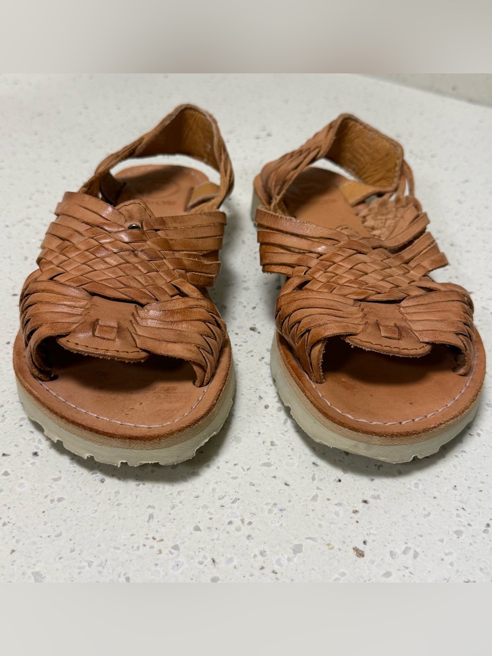 Women’s Braided Leather Sandals in Tan